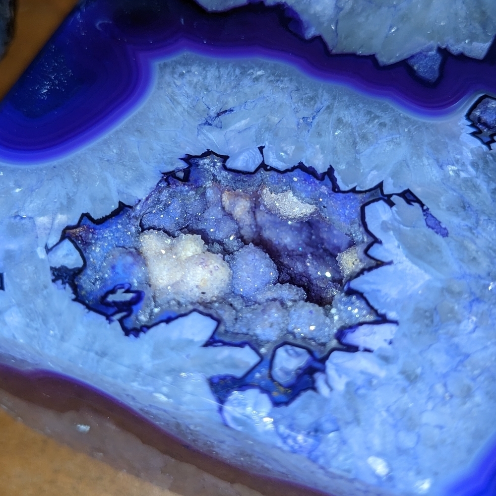 Purple Agate Geode Sections Bookends 2pcs, Large w/ Lots of Sparkly Druzy! - Picture 2 of 13